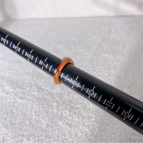 Vintage Art Glass Handmade Orange Red White Band Ring - Picture 11 of 12